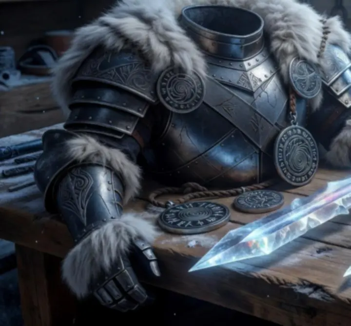 Collection of icy enchanted weapons and armor pieces from Frozen Shore Tales