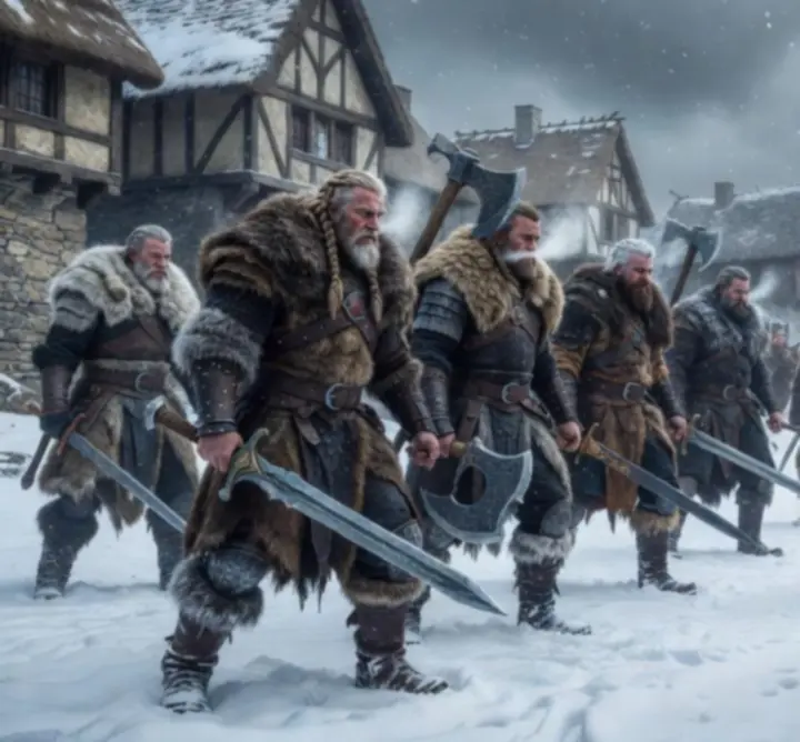 Rival factions facing each other across an icy battlefield in Frozen Shore Tales
